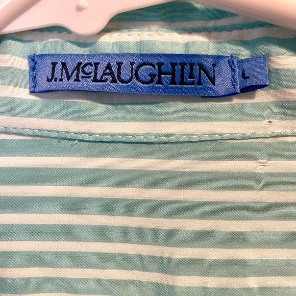 J.MCLAUGHLIN DENVER SILK-BLEND BLOUSE SIZE L GREEN WHITE EUC - Picture 6 of 10